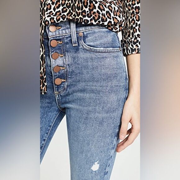 Alice + Olivia Good High Rise Exposed Button Jeans In Tried & True 28 - Picture 3 of 7